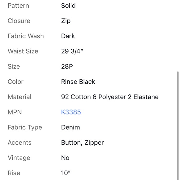 Pre Loved J Crew Toothpick Black With Velvet Stripe K3385 28 Petite Stretch Cttn - Picture 7 of 8